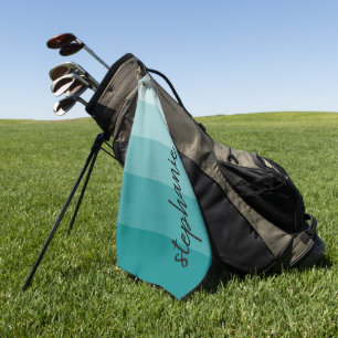 Serviette De Golf Bloc de couleur sarcelle à signature moderne perso