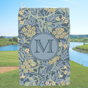 Serviette De Golf Blue Floral William Morris Custom Initial Ladies