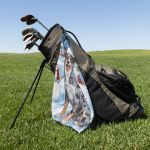 Serviette De Golf Blue Heeler Chien Winter Wonderland Noël Joie