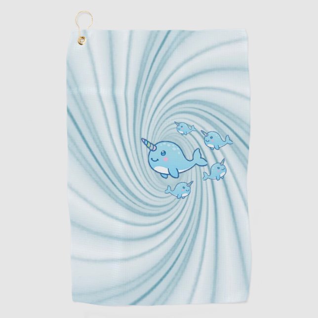 Serviette de golf Blue Narwhal (Devant)