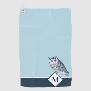 Serviette De Golf Blue Owl Grey Nom du monogramme Bain