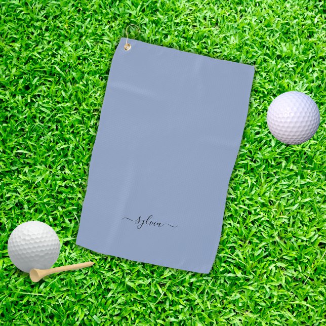 Serviette De Golf Blush Dusty Blue Modern Girl Monogramme Nom (Blush Dusty Blue Modern Girly Monogram Name Golf Towel)