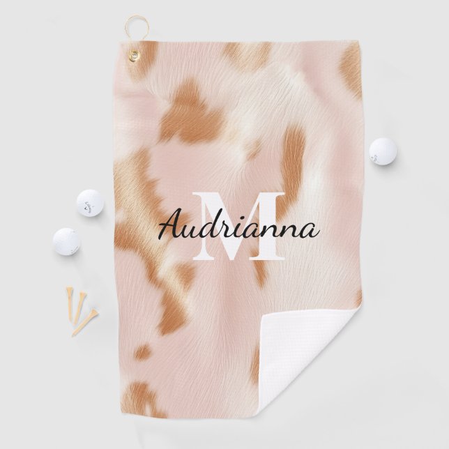 Serviette De Golf Blush Rose Tan Southwest Faux Cowhgirl Cowgirl (En situation)