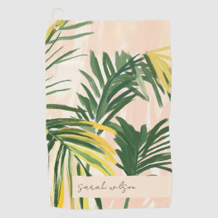 Serviette De Golf Boho Blush Green Tropical Palm Plage Feuille