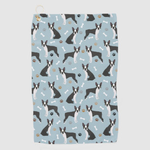 Serviette De Golf Boston Terrier Bones and Paws