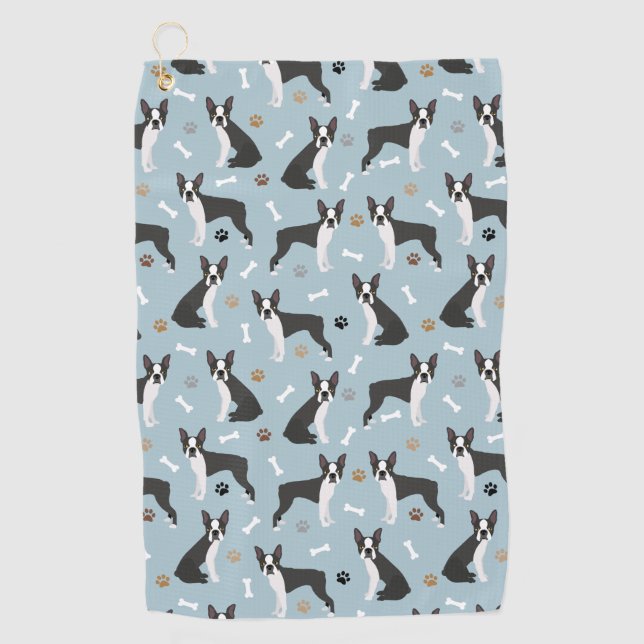 Serviette De Golf Boston Terrier Bones and Paws (Devant)
