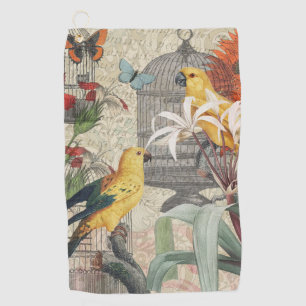 Serviette De Golf Botanique Vintage Oiseaux Nature Tropical Antique 