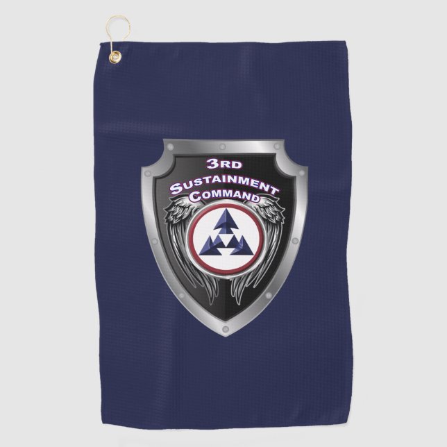 Serviette De Golf Bouclier du 3e commandement du développement durab (Devant)