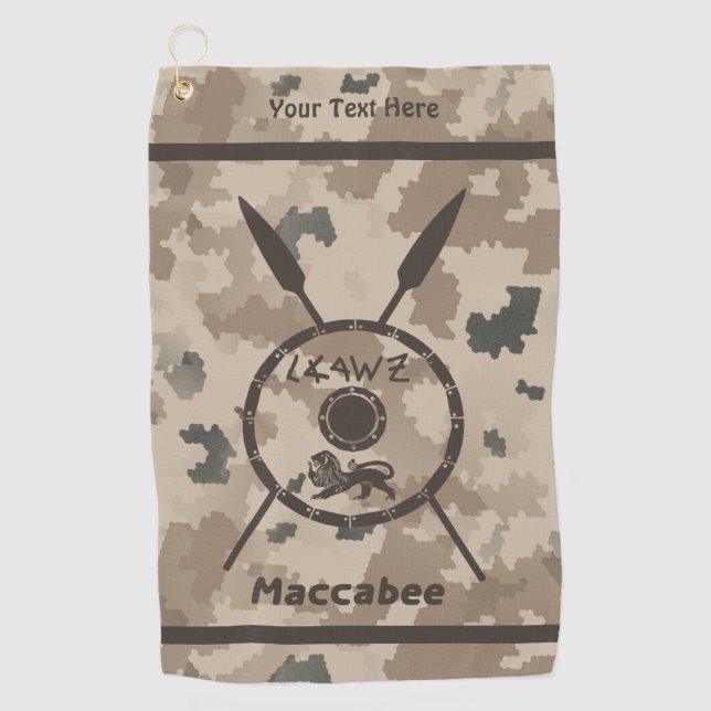 Serviette De Golf Bouclier Maccabee du désert et oreilles (Devant)