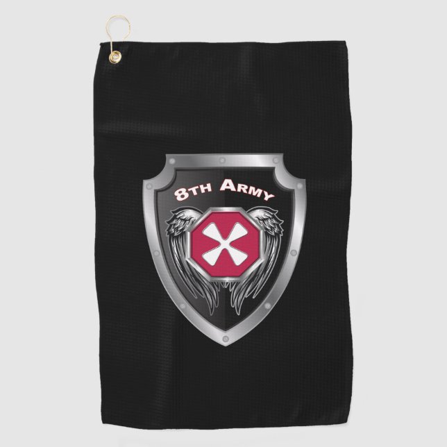 Serviette De Golf Bouclier personnalisé vétéran de la 8e armée (Devant)