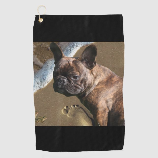 Serviette De Golf Bouledogue français au bord de la mer French Bulld (Devant)