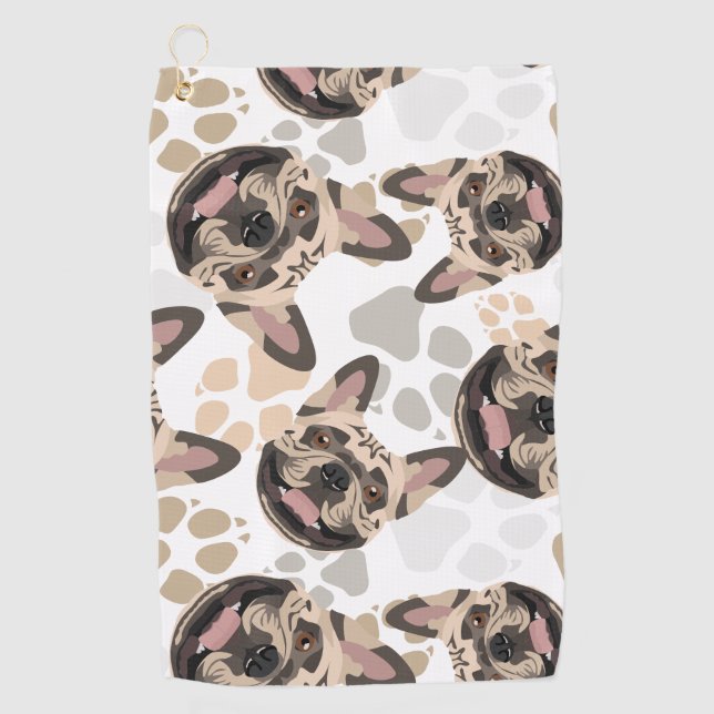 Serviette De Golf Bouledogue français de pattes de chien de motif (Devant)