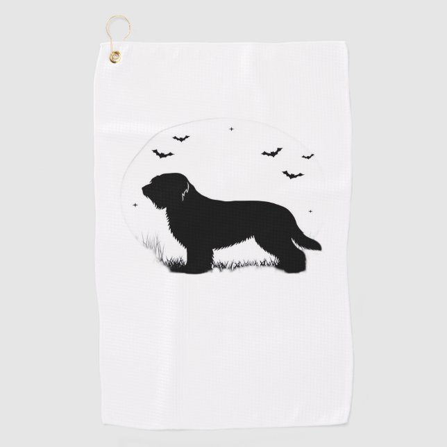 Serviette De Golf Briard Chien - Halloween Lune Silhouette surdimens (Devant)