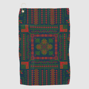 Serviette De Golf Broderie palestinienne Tatreez rouge vert 5 Motif