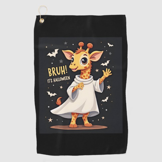 Serviette De Golf Bruh Son Halloween drôle Dabbing Ghost Giraffe Lon (Devant)