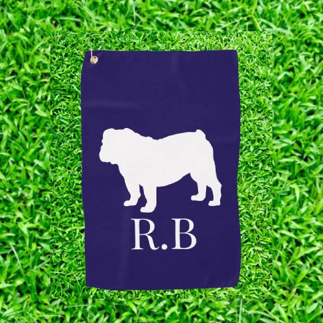 Serviette De Golf Bulldog Cadeaux Idées Blue Navy Custom Golf (Join the fun at Bulldog Lovers Golf! Celebrate your passion for bulldogs)