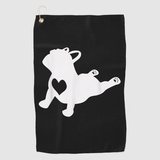 Serviette De Golf Bulldog Yoga Pose Love Heart Workft Cadeau (Devant)