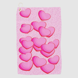 Serviette De Golf Bunch of Pretty Hearts dans les nuances de Pink Po
