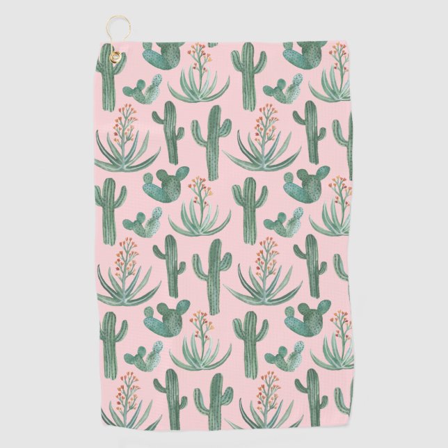 Serviette De Golf Cactus du désert Saguaro Succulents Aquarelle (Devant)