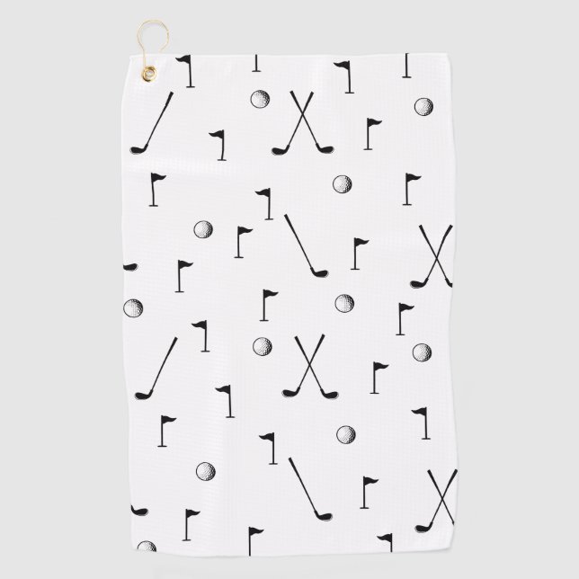 Serviette De Golf Cadeau de golf minimal Motif Ball Flag Club Golfer (Devant)