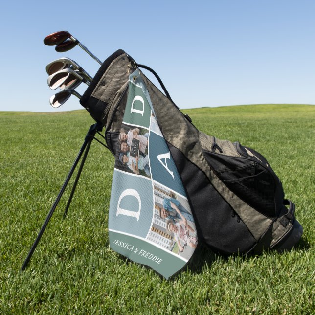 Serviette De Golf Cadeau photo moderne 'DAD' 3 (Vert)
