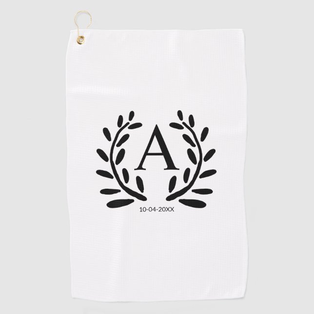 SERVIETTE DE GOLF CADEAUX DE GARÇON DE MARIAGE MONOGRAMME ANNÉE DATE (Devant)