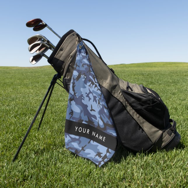 Serviette De Golf Camouflage bleu marine Votre nom Personnalisez (Vert)