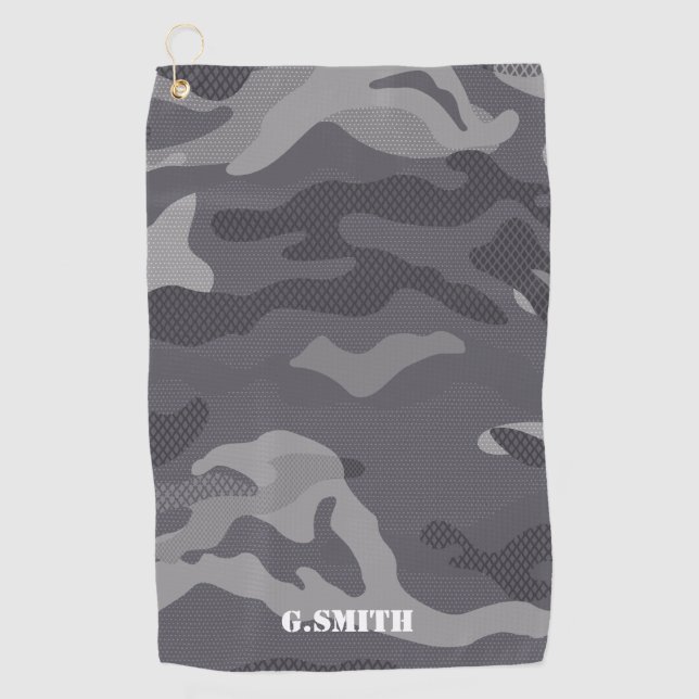 Serviette De Golf Camouflage de texture grise Camo Motif Camo (Devant)