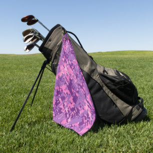 Serviette De Golf Camouflage numérique rose vif sur une