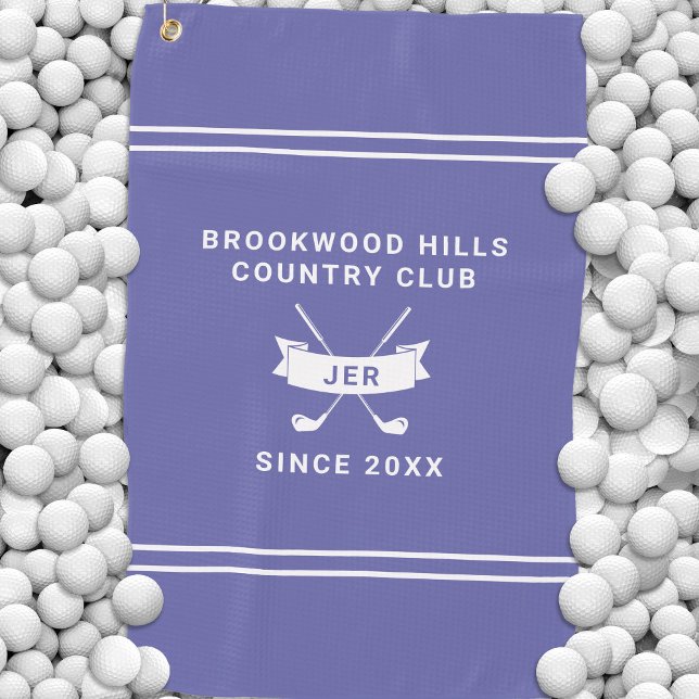 Serviette De Golf Canne de golf Modern Golfer Monogram Periwinkle (Modern Golfer Monogram Golf Clubs Periwinkle Golf Towel)