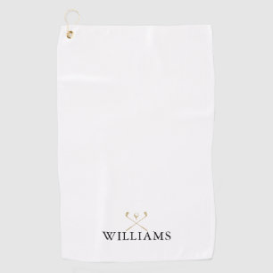 Serviette De Golf Cannes de golf personnalisées noir et or classique