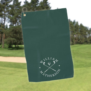 Serviette De Golf Cannes de golf personnalisées vert émeraude et bla