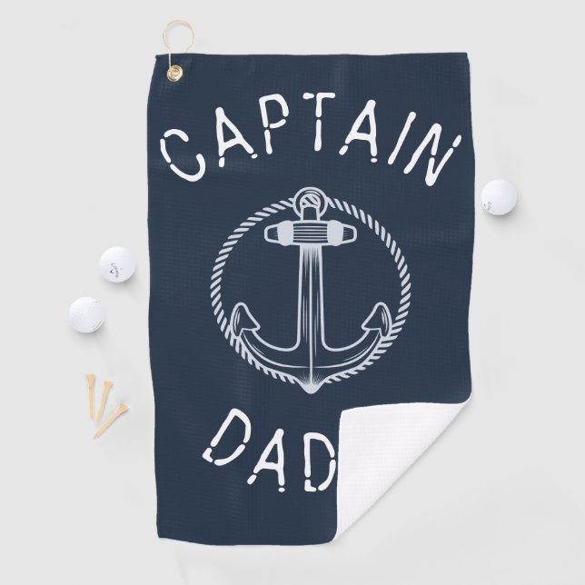 Serviette De Golf Capitaine Daddy Nautical Marine Nom bleu (En situation)