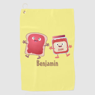 Serviette De Golf Caractères de dessins animés sur le pain et la con