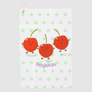 Serviette De Golf Caricature de cerises rouges à sauter mûr
