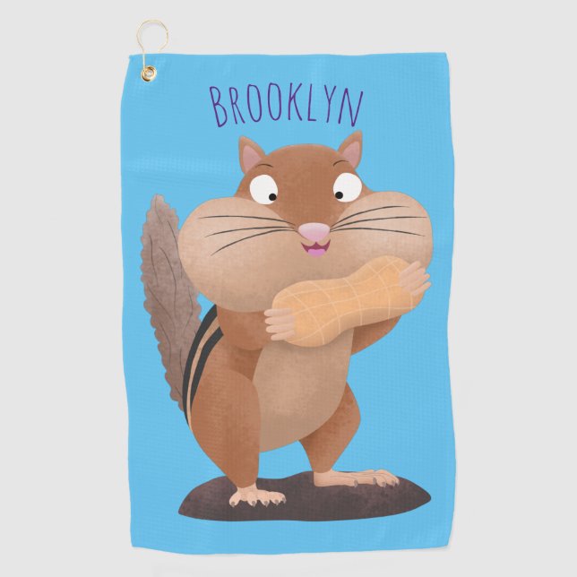 Serviette De Golf Caricature de chipmunk à grosses joues mignonnes (Devant)