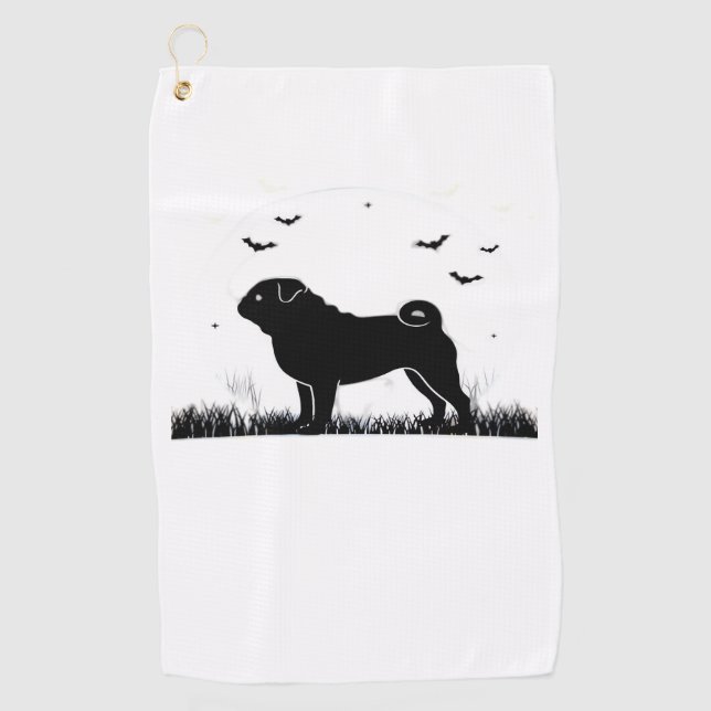 Serviette De Golf Carlin Chien - Halloween Lune Silhouette Classique (Devant)