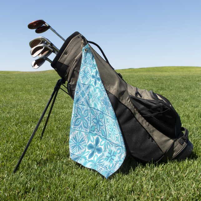 Serviette De Golf Carreaux décorés en bleu et blanc (Vert)