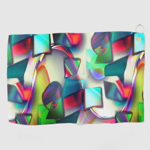 Serviette De Golf Carrés et cercles aux courbes colorées avec métal