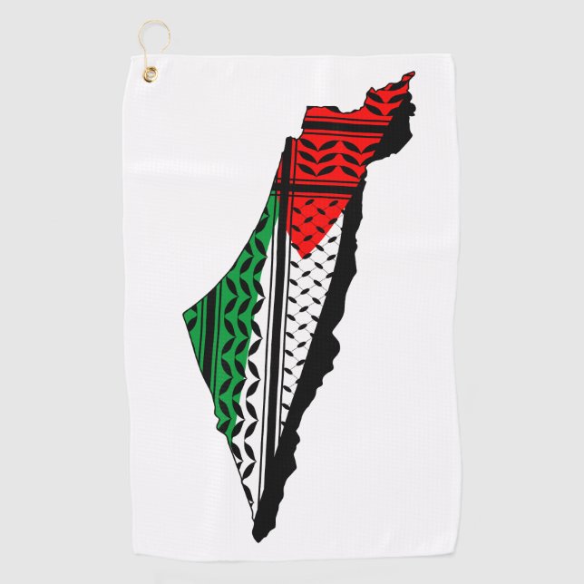 Serviette De Golf Carte de Palestine avec drapeau et Motif Keffiyeg (Devant)