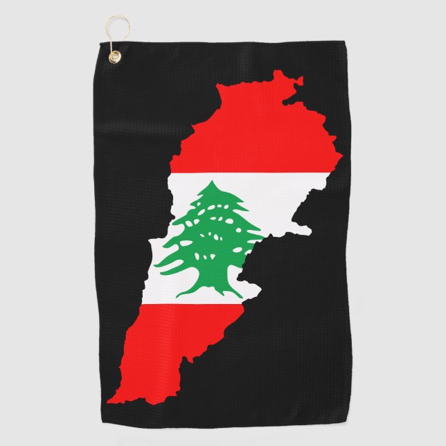 Serviette De Golf Carte du Liban avec aimant en pierre de drapeau (Devant)