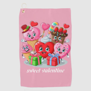 Serviette De Golf Cartoon Heart & Sweet amis valentine's day
