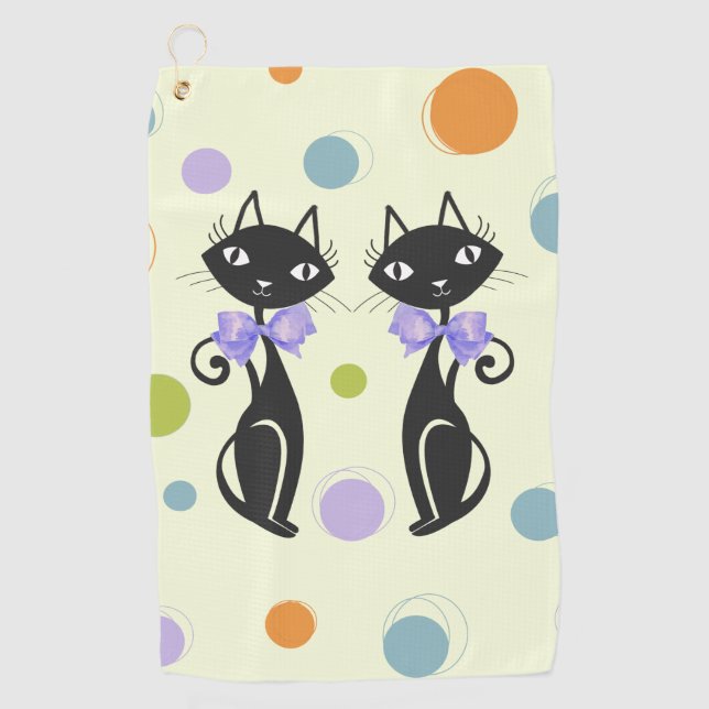 Serviette De Golf Cat moderne du milieu du siècle (Devant)