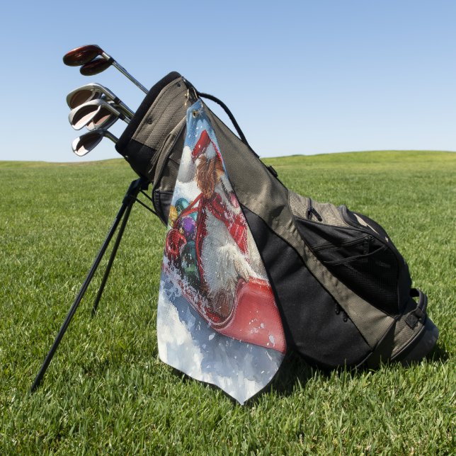 Serviette De Golf Cavalier King Charles Spaniel Chien Sledge Noël (Vert)