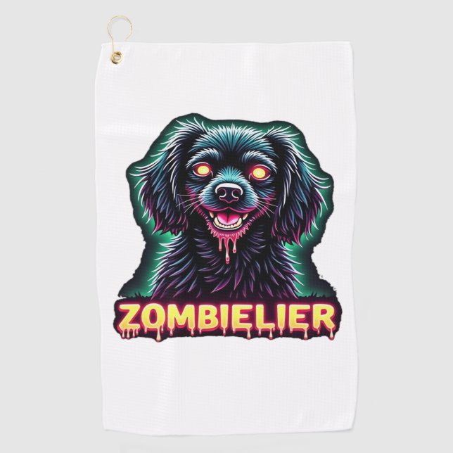 Serviette De Golf Cavalier King Charles Spaniel CKCS Zombie Dog Hall (Devant)