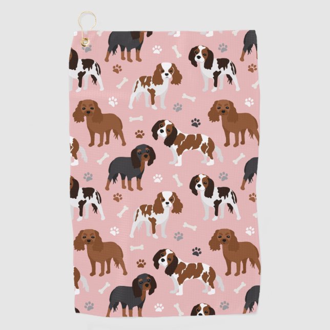 Serviette De Golf Cavalier King Charles Spaniel Paws and Bones Golf (Devant)