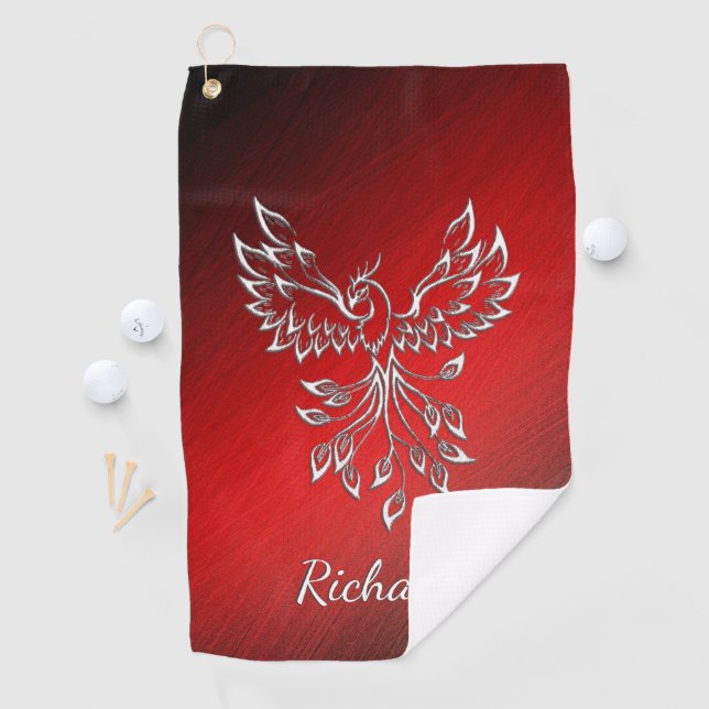 Serviette De Golf Cendres noires rouges et Phoenix (En situation)