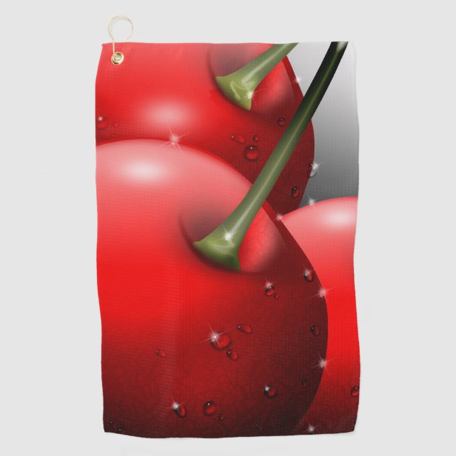 Serviette De Golf Cerises avec gouttes de ragoût (Devant)