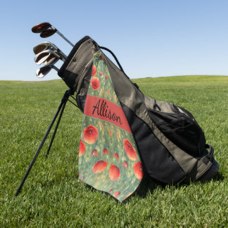Serviette De Golf Champ lumineux de pavots rouges, personnalisable