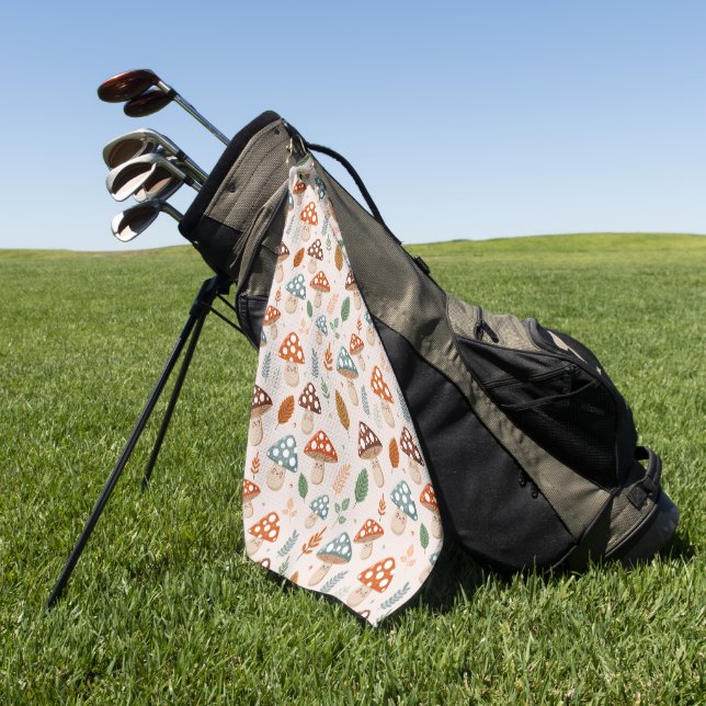 Serviette De Golf Champignons, Feuillage d'automne, Nature Patten (Vert)